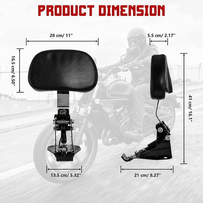 INNOGLOW Motorcycle Adjustable Driver Backrest Rider Backrest with Chrome Mount Kit for Harley Touring Electra Glide Road Glide Road King Street Glide CVO 2009-2020 - Image 2
